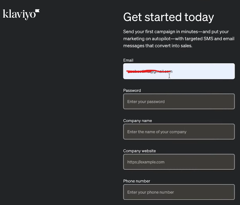 sign Up Klaviyo