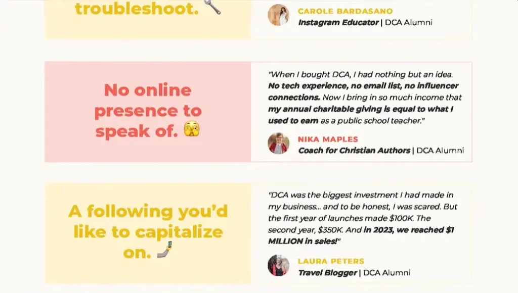 testimonial with purpose